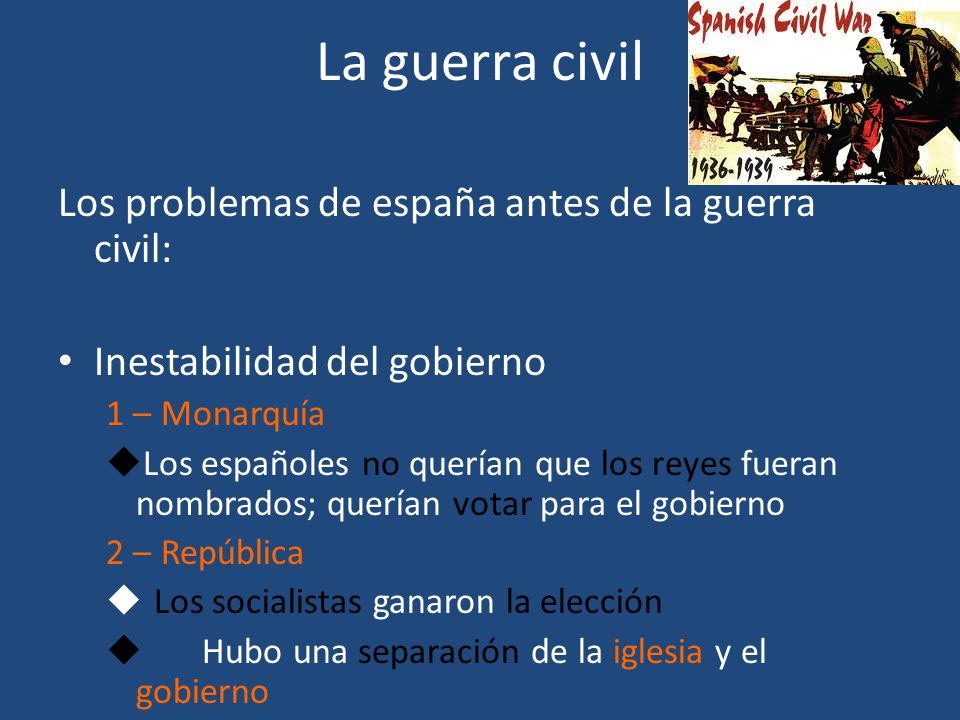 La guerra civil Los problemas de españa antes de la guerra civil: