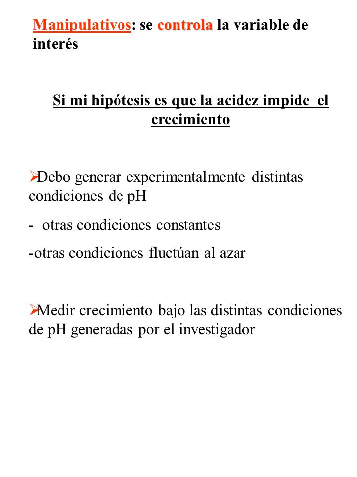 Si mi hipótesis es que la acidez impide el crecimiento