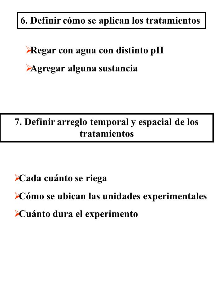 7. Definir arreglo temporal y espacial de los tratamientos