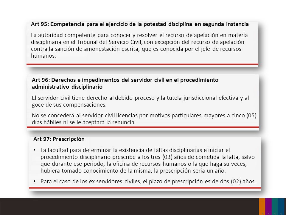 Art 95: Competencia para el ejercicio de la potestad disciplina en segunda instancia