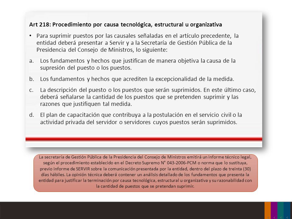 Art 218: Procedimiento por causa tecnológica, estructural u organizativa
