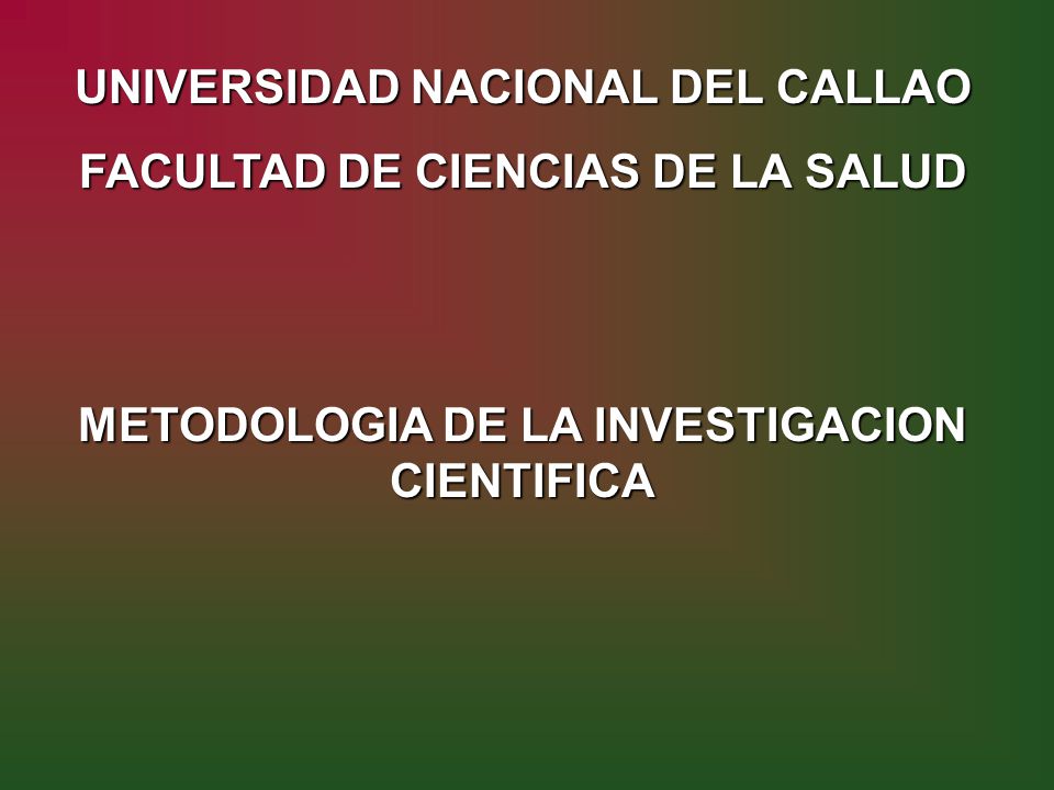 UNIVERSIDAD NACIONAL DEL CALLAO FACULTAD DE CIENCIAS DE LA SALUD