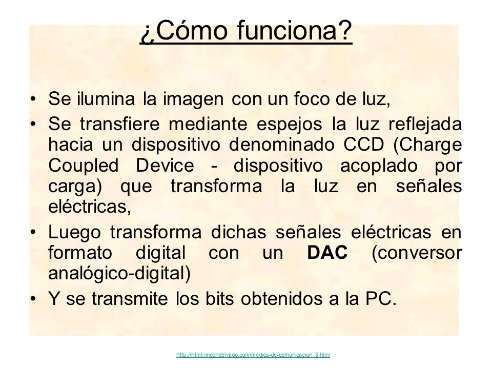 ¿Cómo funciona Se ilumina la imagen con un foco de luz,