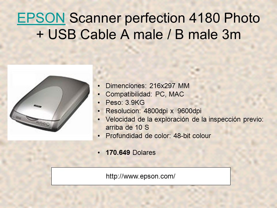 EPSON Scanner perfection 4180 Photo + USB Cable A male / B male 3m