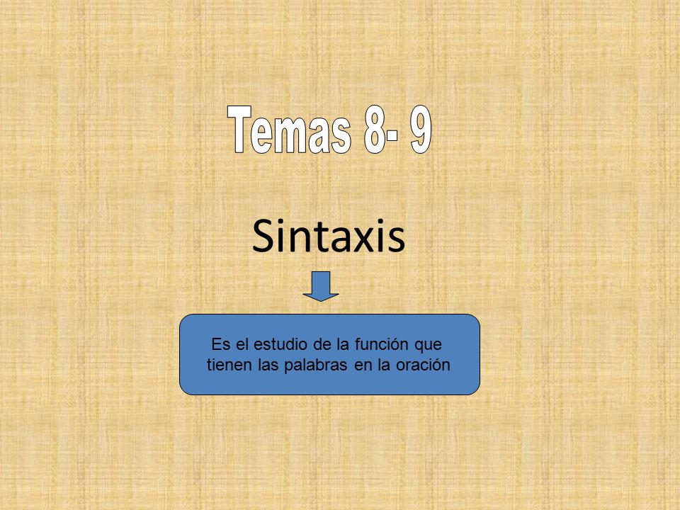 Sintaxis Temas 8- 9 Es el estudio de la función que
