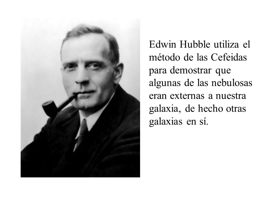 Edwin Hubble utiliza el método de las Cefeidas para demostrar que algunas de las nebulosas eran externas a nuestra galaxia, de hecho otras galaxias en sí.