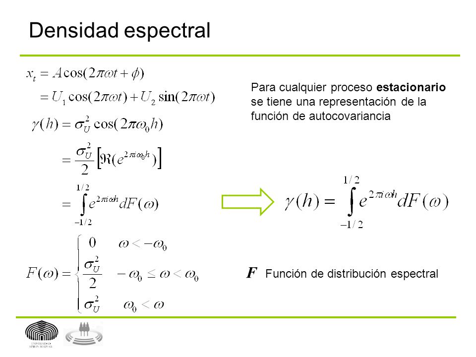 Densidad espectral F Función de distribución espectral