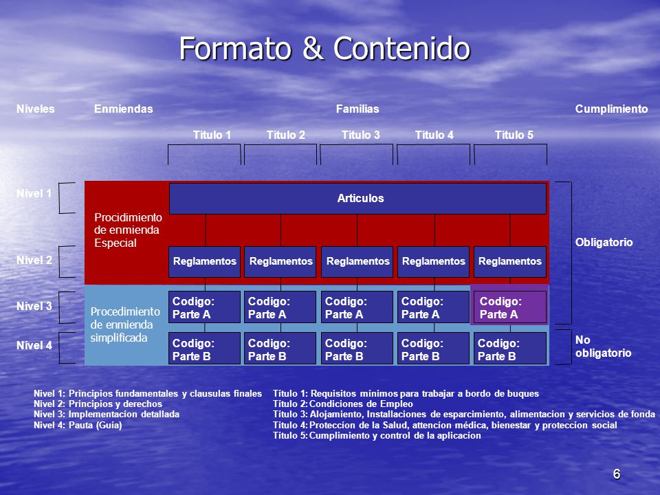 Formato & Contenido Niveles Enmiendas Familias Cumplimiento Título 1