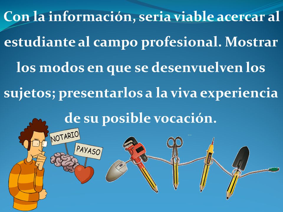 Con la información, seria viable acercar al estudiante al campo profesional.