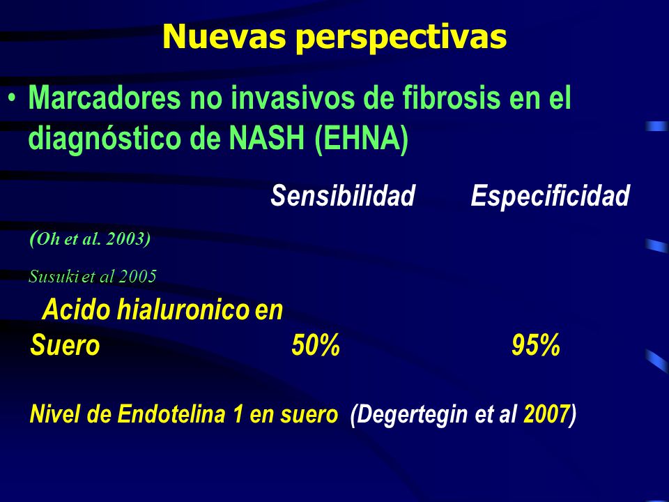 Marcadores no invasivos de fibrosis en el diagnóstico de NASH (EHNA)