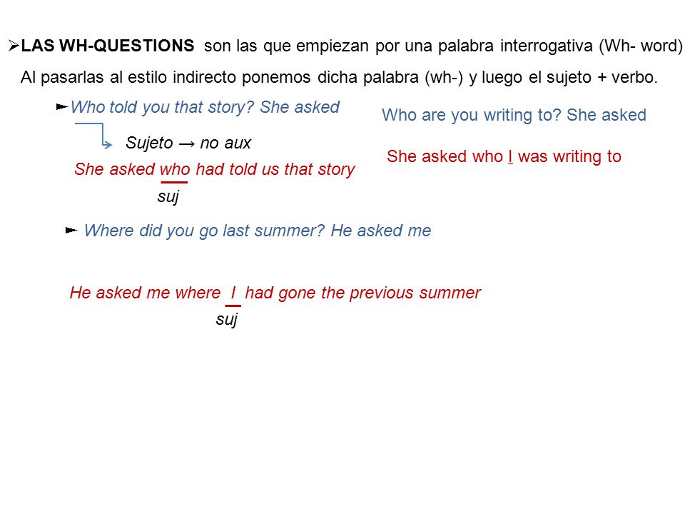 LAS WH-QUESTIONS son las que empiezan por una palabra interrogativa (Wh- word)