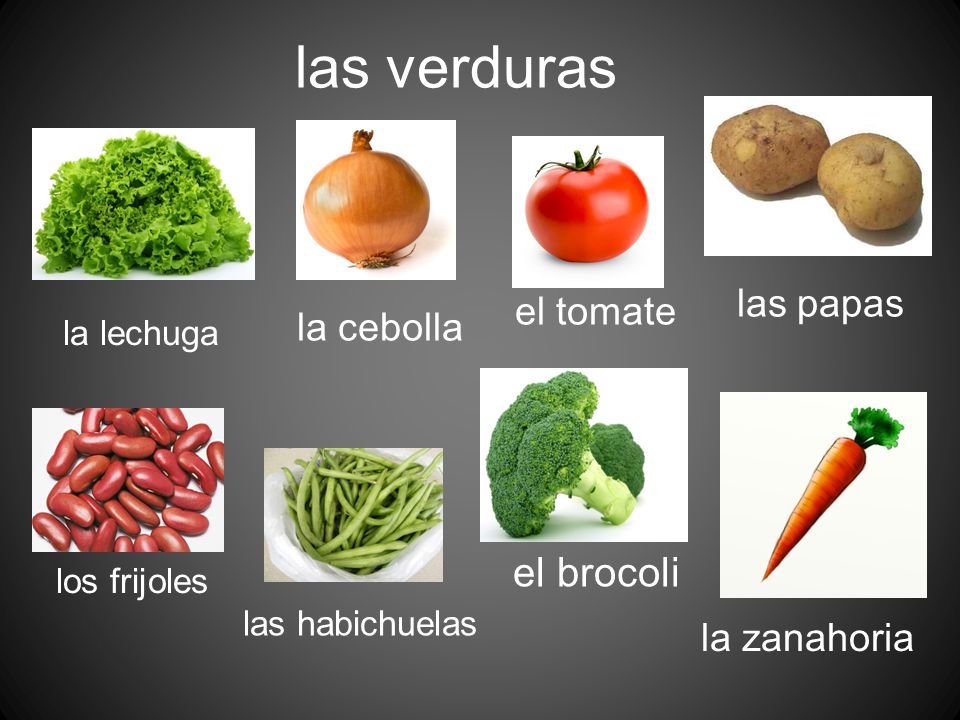 las verduras el brocoli las papas el tomate la cebolla la zanahoria