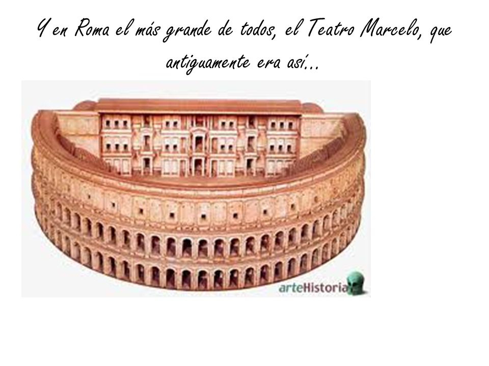 Y en Roma el más grande de todos, el Teatro Marcelo, que antiguamente era así…