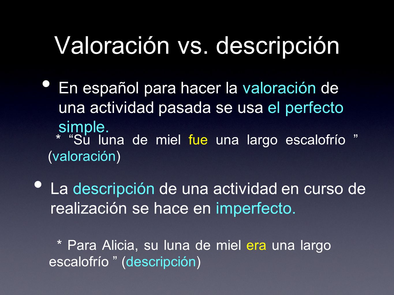 Valoración vs. descripción
