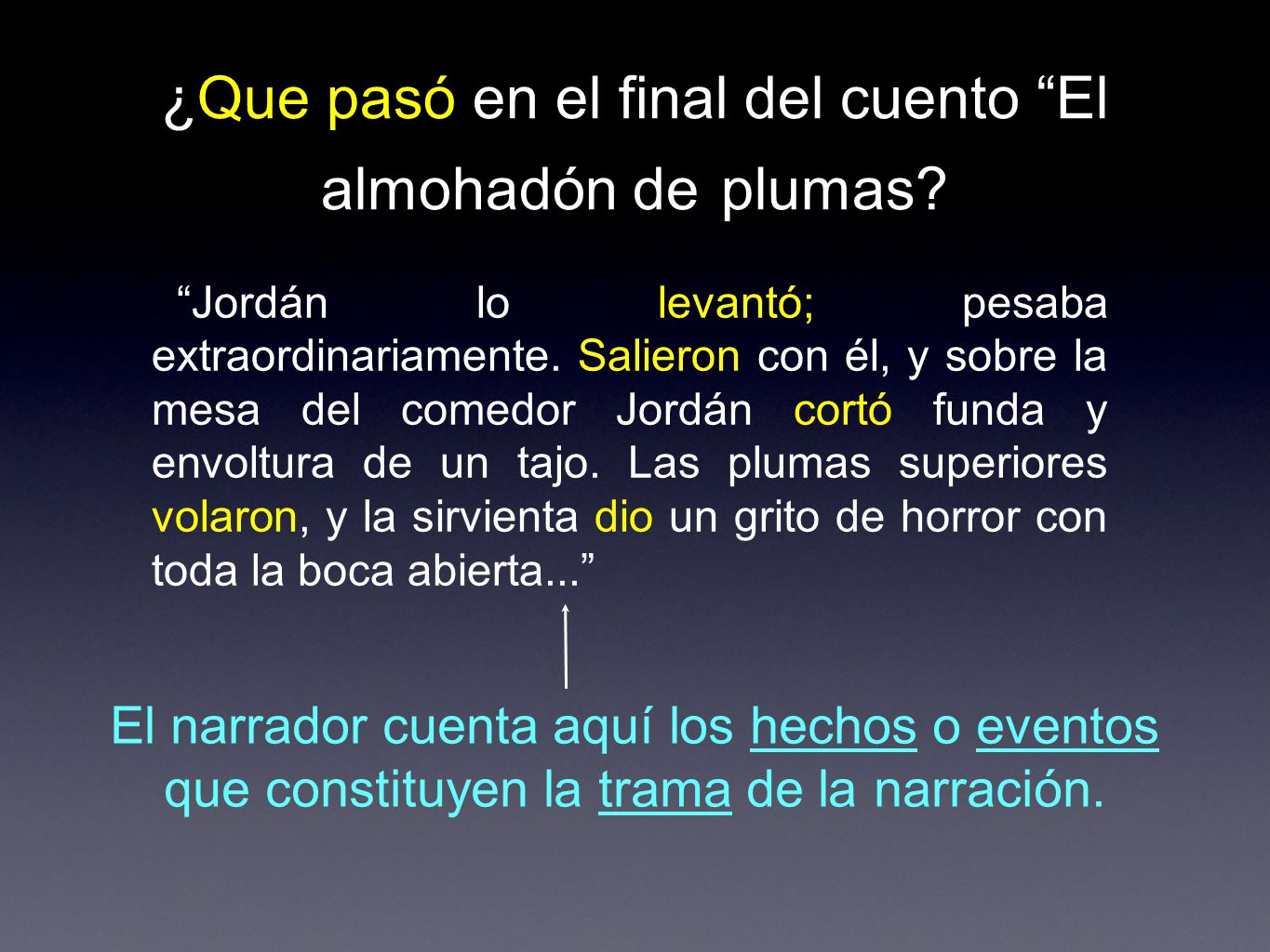 ¿Que pasó en el final del cuento El almohadón de plumas