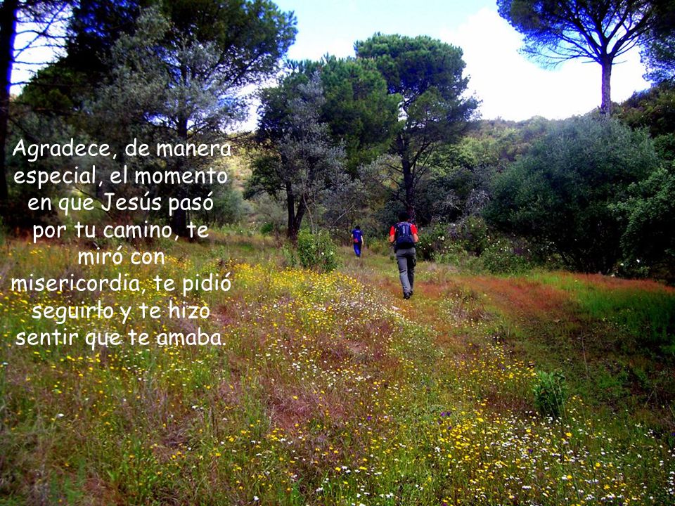 Agradece, de manera especial, el momento en que Jesús pasó por tu camino, te miró con misericordia, te pidió seguirlo y te hizo sentir que te amaba.