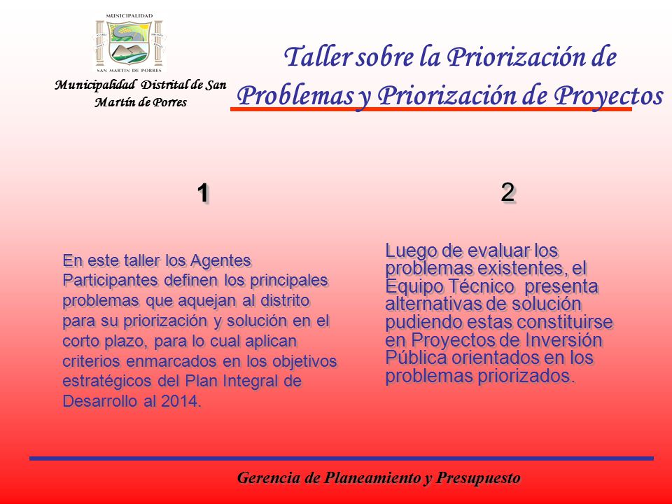Taller sobre la Priorización de Problemas y Priorización de Proyectos