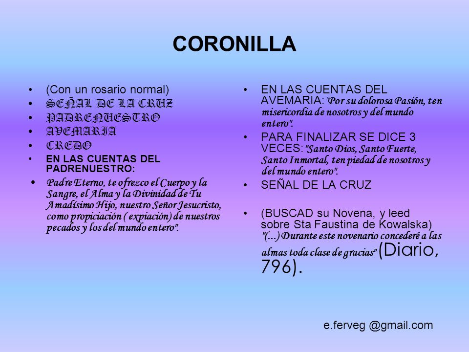 CORONILLA (Con un rosario normal) SEÑAL DE LA CRUZ PADRENUESTRO