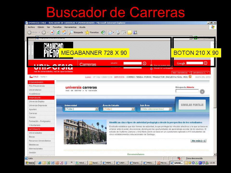 Buscador de Carreras MEGABANNER 728 X 90 BOTON 210 X 90