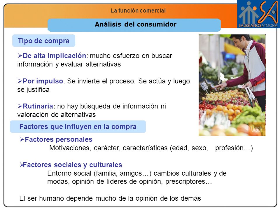 Análisis del consumidor Factores que influyen en la compra