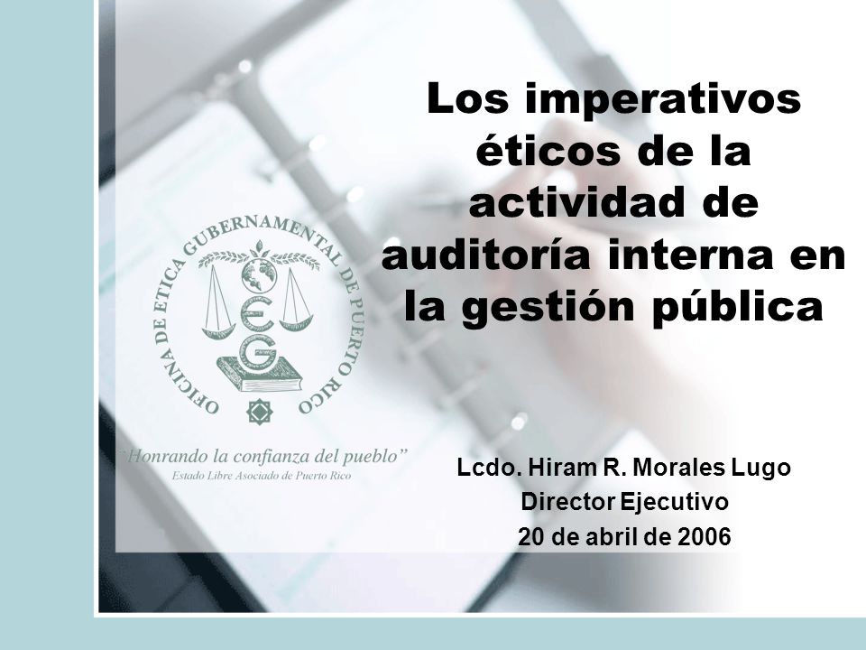 Lcdo. Hiram R. Morales Lugo Director Ejecutivo 20 de abril de 2006