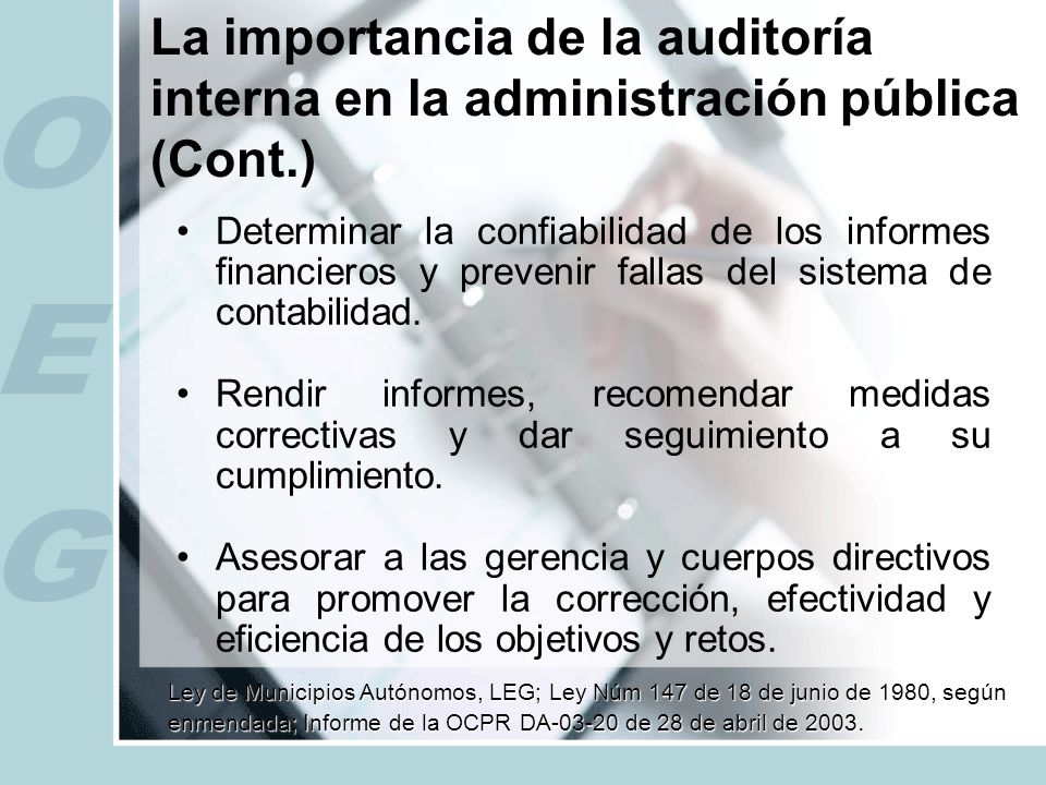 La importancia de la auditoría interna en la administración pública (Cont.)