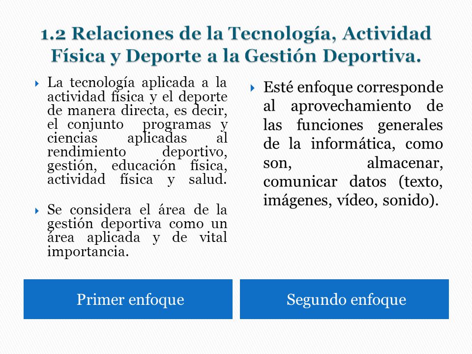1.2 Relaciones de la Tecnología, Actividad Física y Deporte a la Gestión Deportiva.