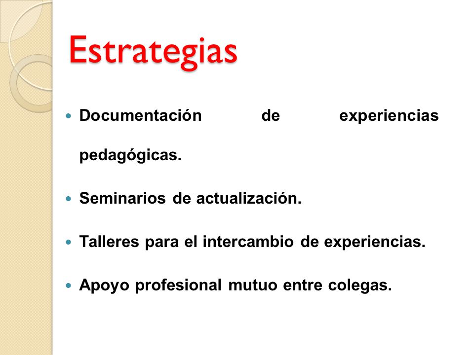 Estrategias Documentación de experiencias pedagógicas.