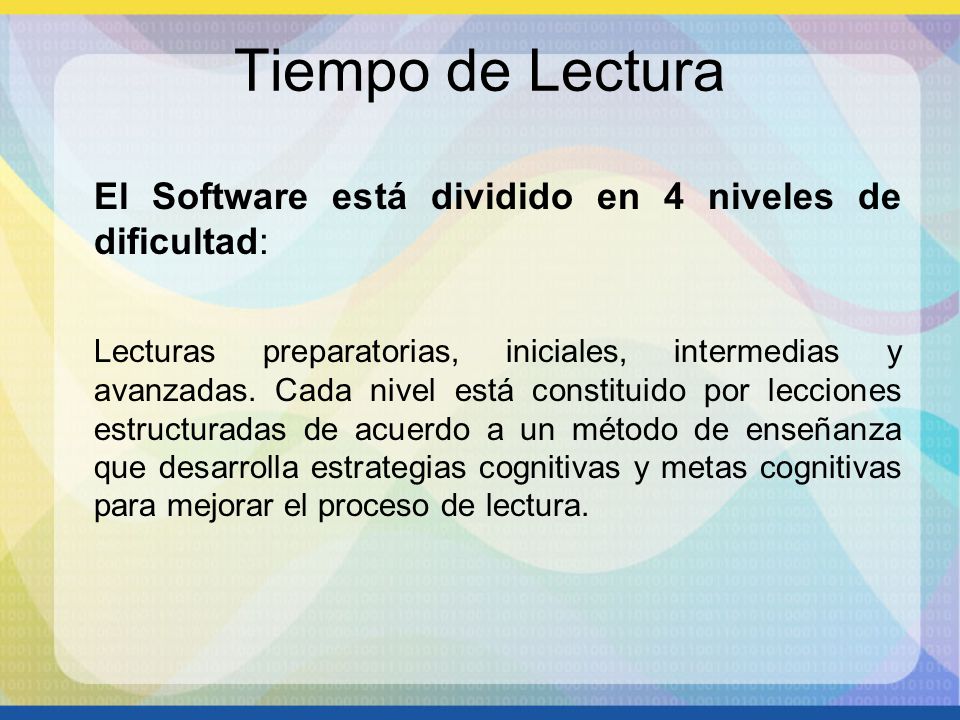 Tiempo de Lectura El Software está dividido en 4 niveles de dificultad:
