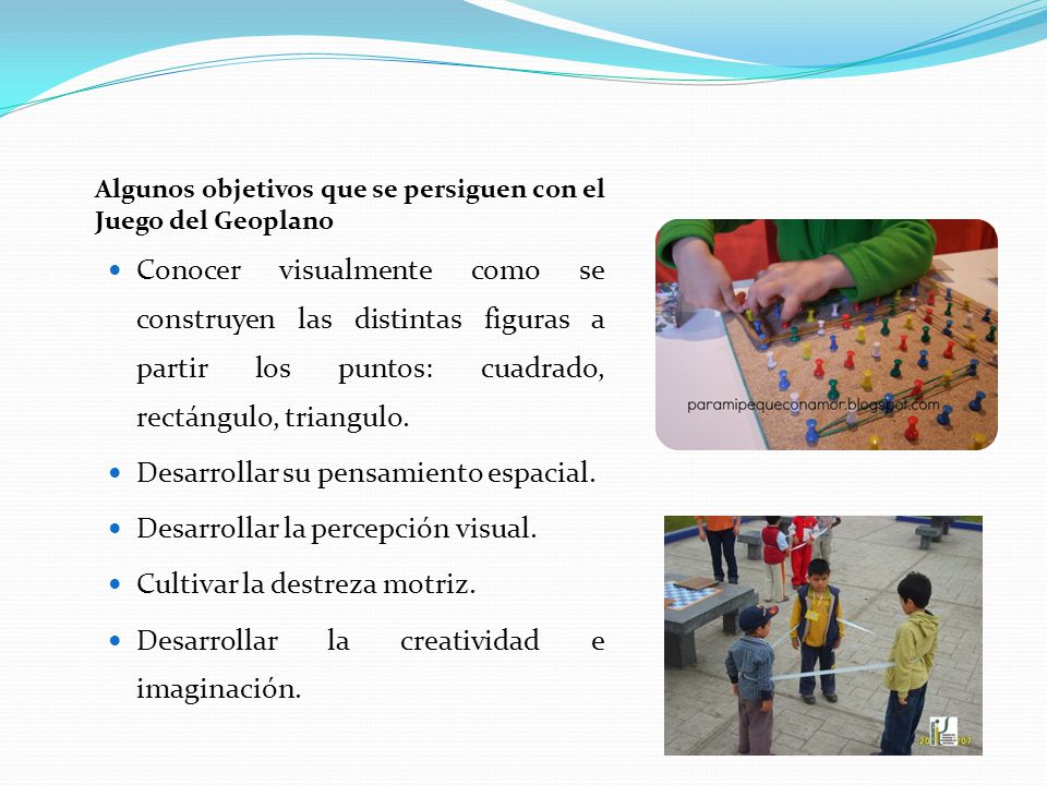 Algunos objetivos que se persiguen con el Juego del Geoplano