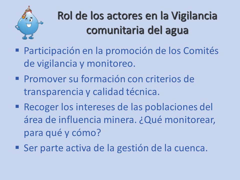 Rol de los actores en la Vigilancia comunitaria del agua