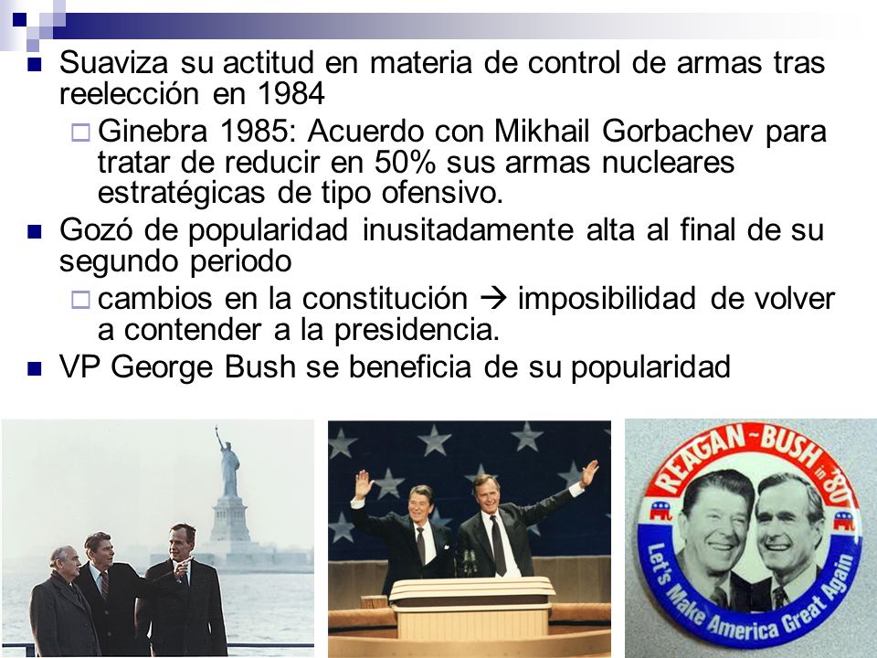 Suaviza su actitud en materia de control de armas tras reelección en 1984