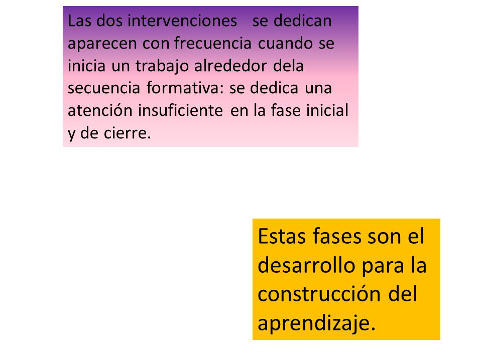 Estas fases son el desarrollo para la construcción del aprendizaje.