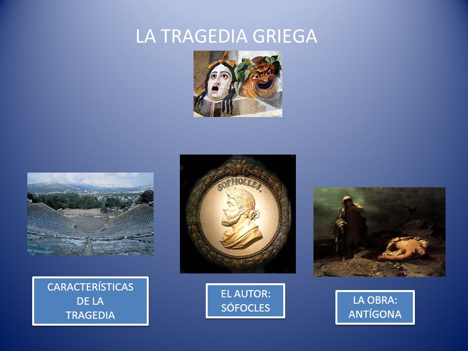 LA TRAGEDIA GRIEGA CARACTERÍSTICAS DE LA TRAGEDIA EL AUTOR: SÓFOCLES