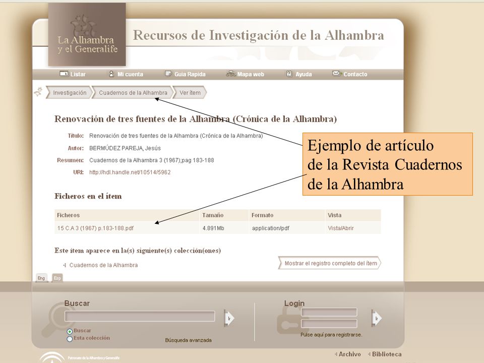 Ejemplo de artículo de la Revista Cuadernos de la Alhambra