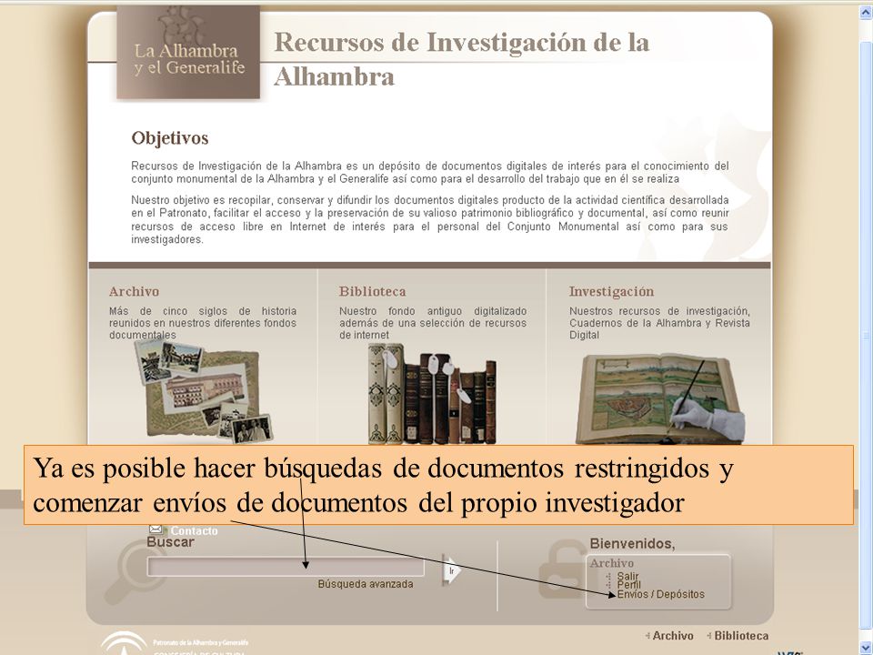 Ya es posible hacer búsquedas de documentos restringidos y comenzar envíos de documentos del propio investigador