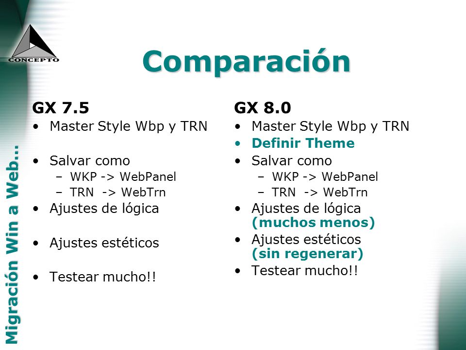 Comparación GX 7.5 GX 8.0 Master Style Wbp y TRN Salvar como