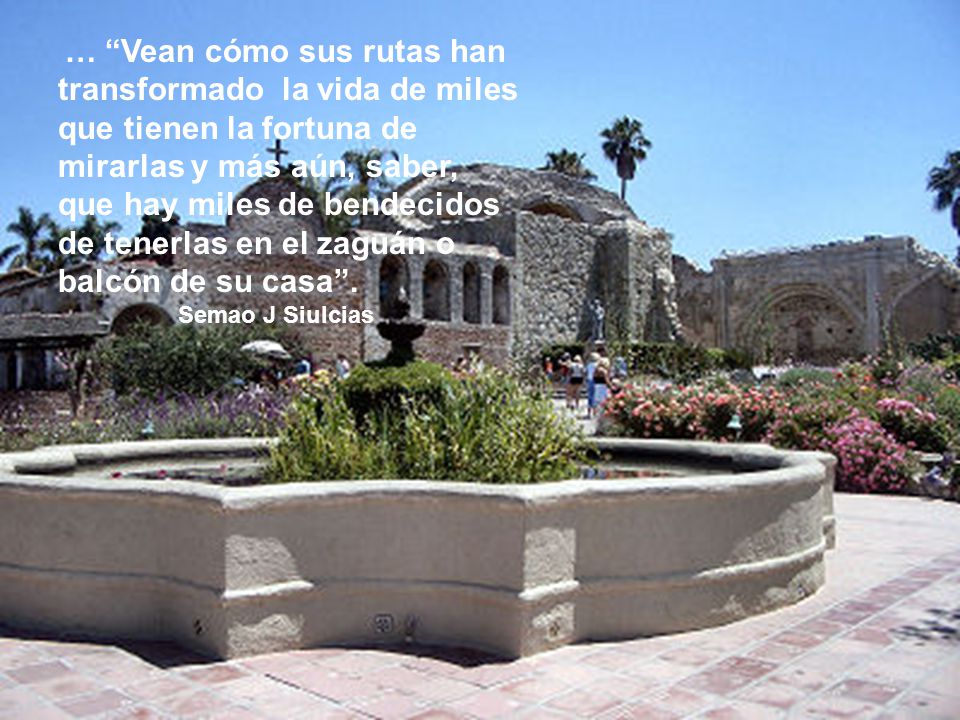 … Vean cómo sus rutas han transformado la vida de miles que tienen la fortuna de mirarlas y más aún, saber, que hay miles de bendecidos de tenerlas en el zaguán o balcón de su casa .