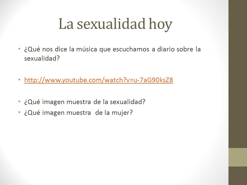 La sexualidad hoy ¿Qué nos dice la música que escuchamos a diario sobre la sexualidad   v=u-7aG90ksZ8.