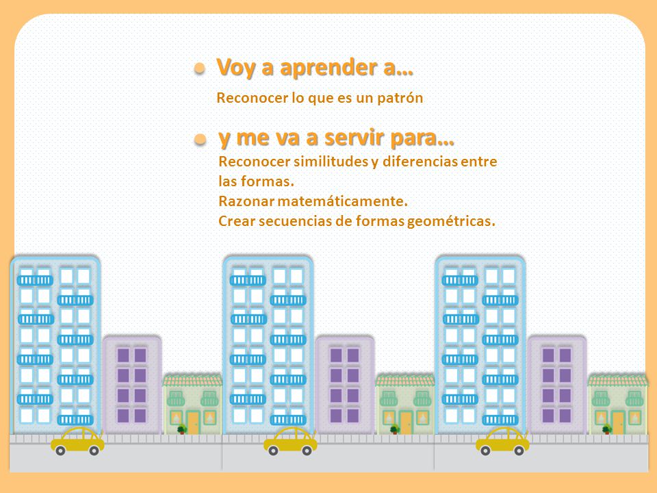 Voy a aprender a… y me va a servir para… Reconocer lo que es un patrón
