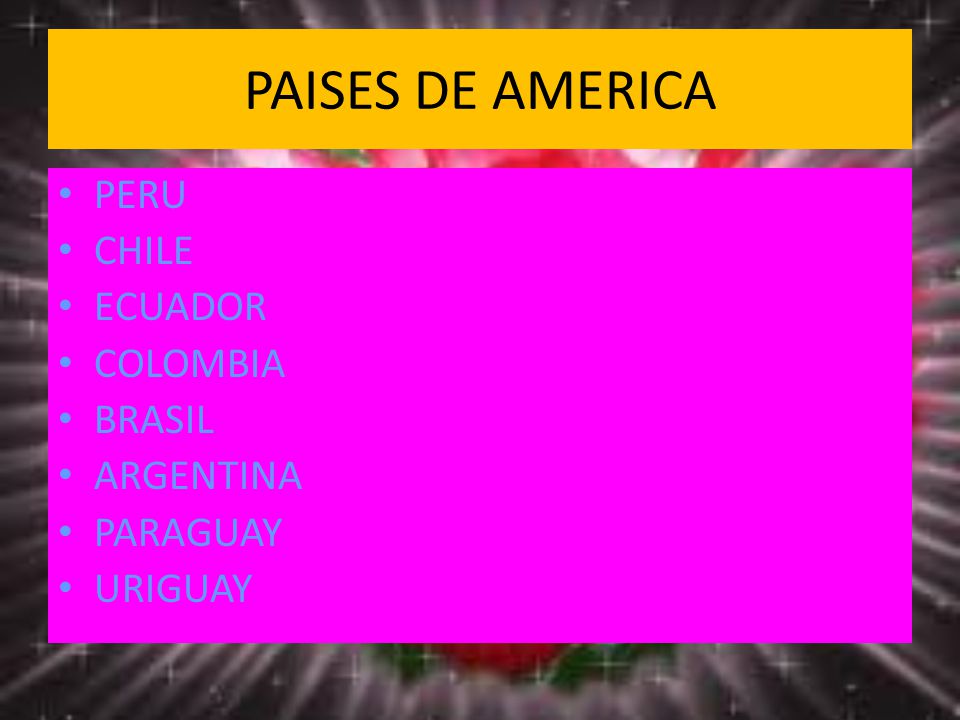PAISES DE AMERICA PERU CHILE ECUADOR COLOMBIA BRASIL ARGENTINA