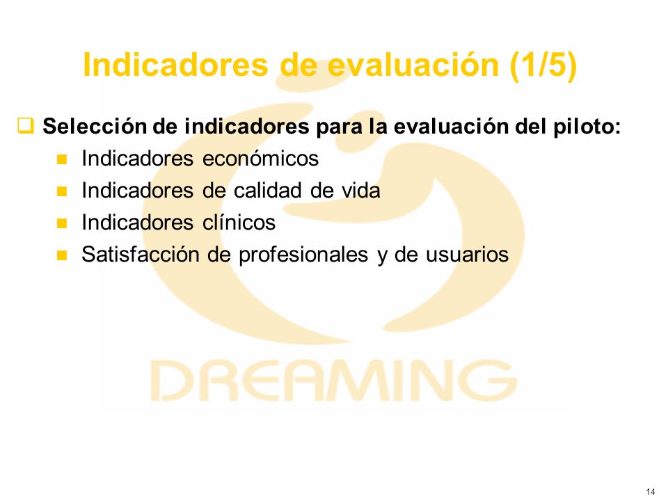 Indicadores de evaluación (1/5)
