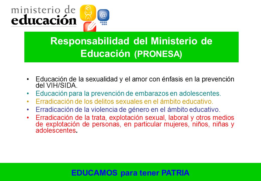 Responsabilidad del Ministerio de Educación (PRONESA)