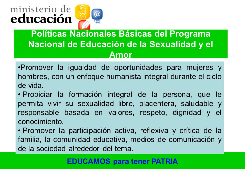 Políticas Nacionales Básicas del Programa Nacional de Educación de la Sexualidad y el Amor