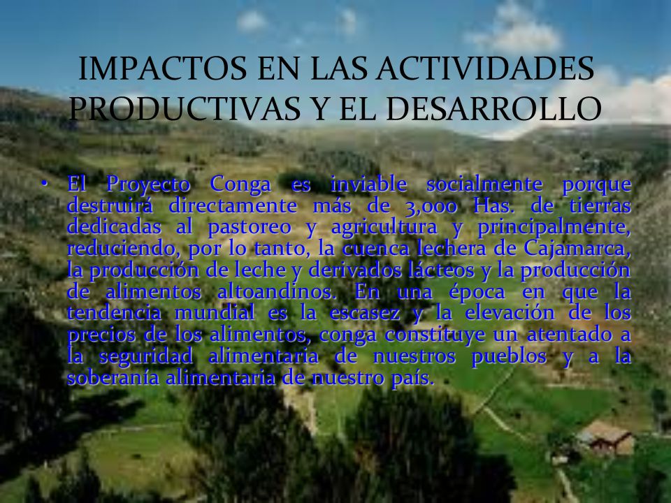 IMPACTOS EN LAS ACTIVIDADES PRODUCTIVAS Y EL DESARROLLO