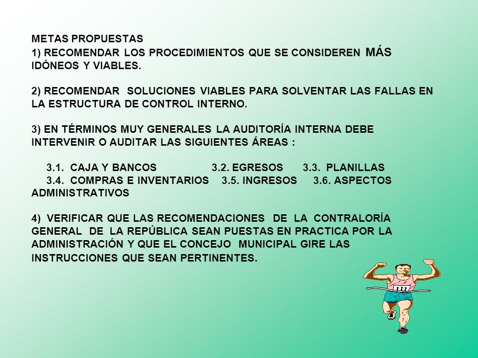 METAS PROPUESTAS 1) RECOMENDAR LOS PROCEDIMIENTOS QUE SE CONSIDEREN MÁS IDÓNEOS Y VIABLES.