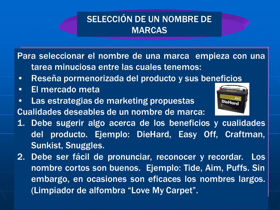 SELECCIÓN DE UN NOMBRE DE MARCAS