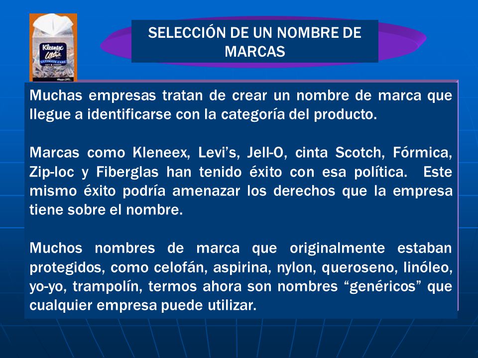 SELECCIÓN DE UN NOMBRE DE MARCAS