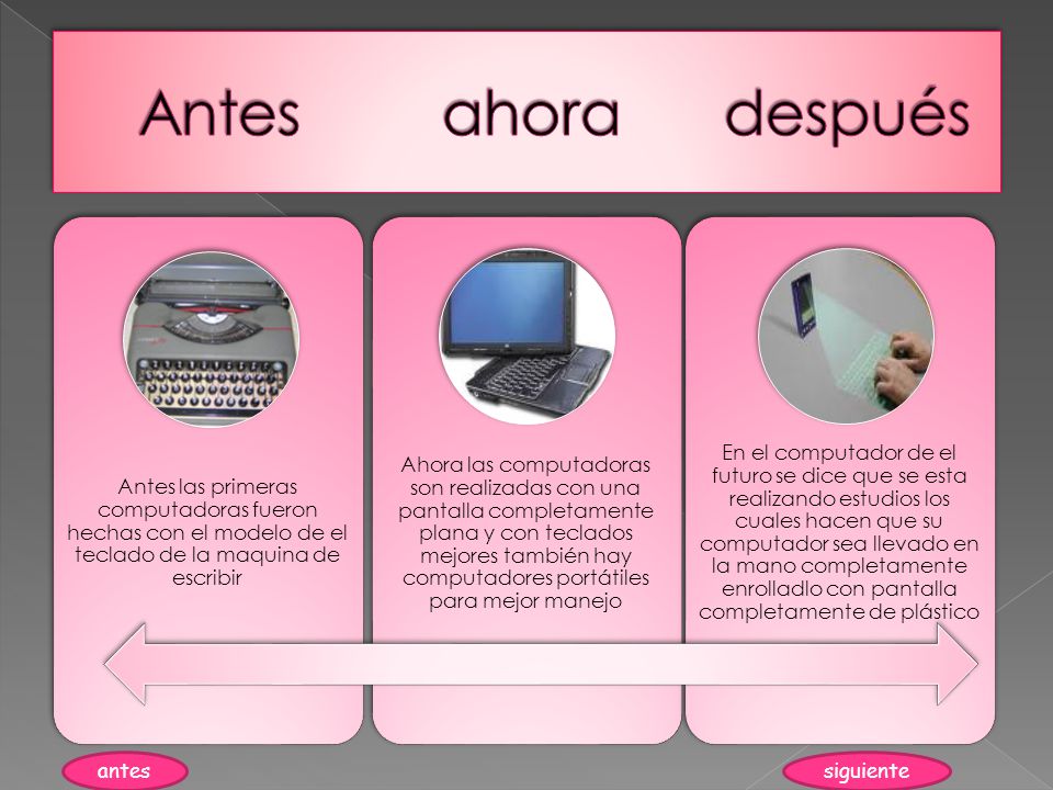 Antes ahora después Antes las primeras computadoras fueron hechas con el modelo de el teclado de la maquina de escribir.