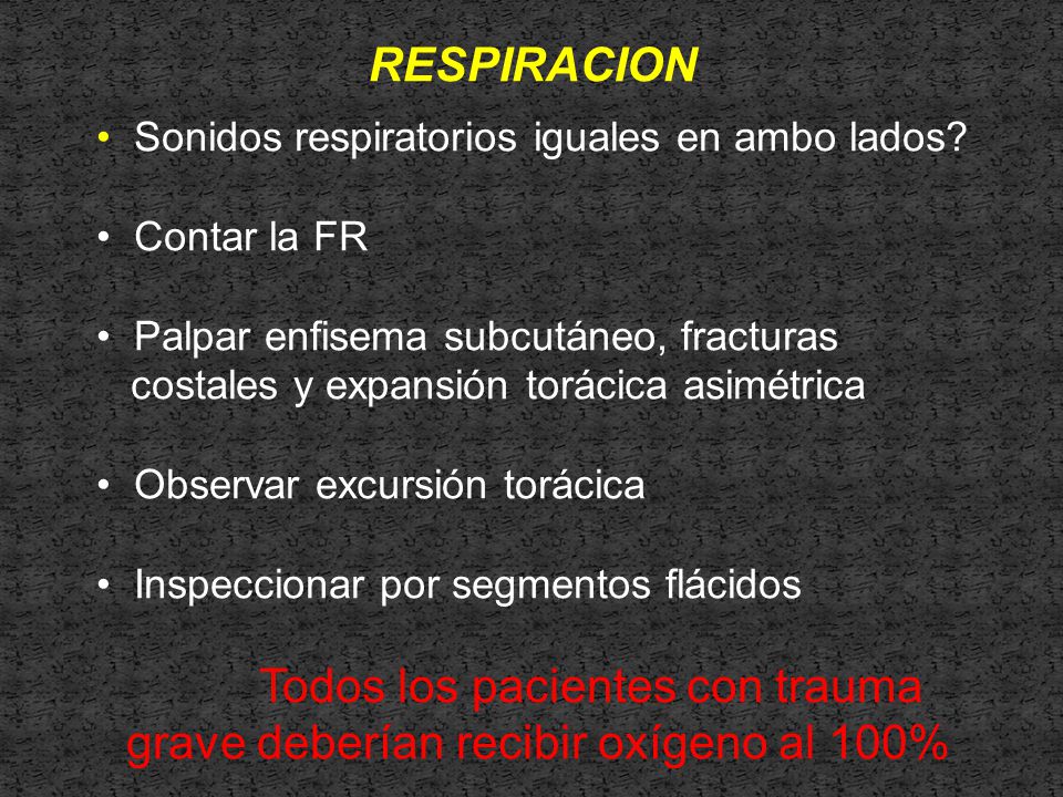Todos los pacientes con trauma grave deberían recibir oxígeno al 100%